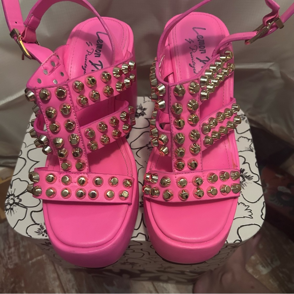 London Dolls Kill Neon Pink Studded Lemon Drop by Privileged